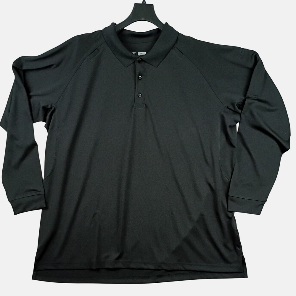 5.11 Tactical Polo Shirt Mens 2XL Black Long Sleeve Performance Raglan